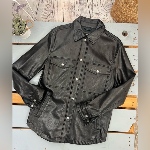 Bershka Faux Leather Shacket in Black Women’s M - Picture 2 of 12
